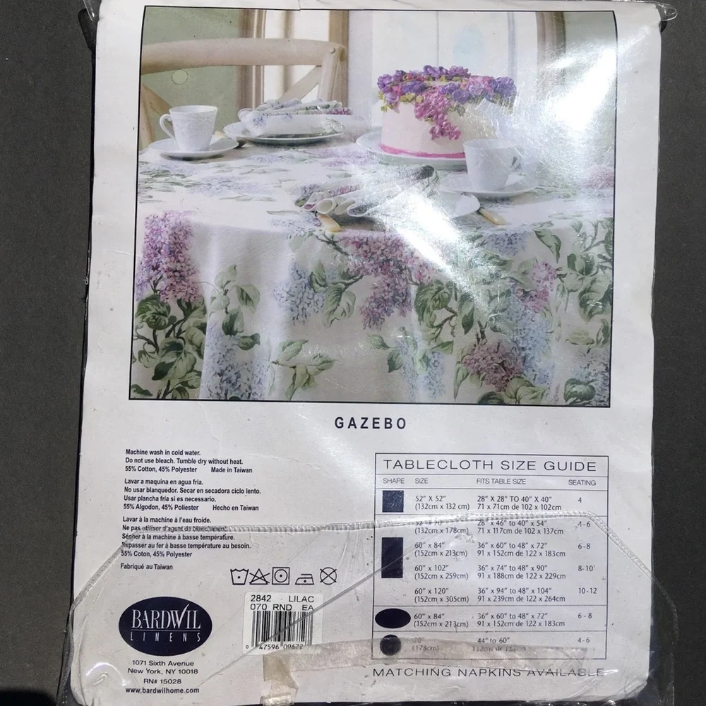 Bardwil Tablecloth Round 70” Gazebo Lilac Garden Party Spring Decor New